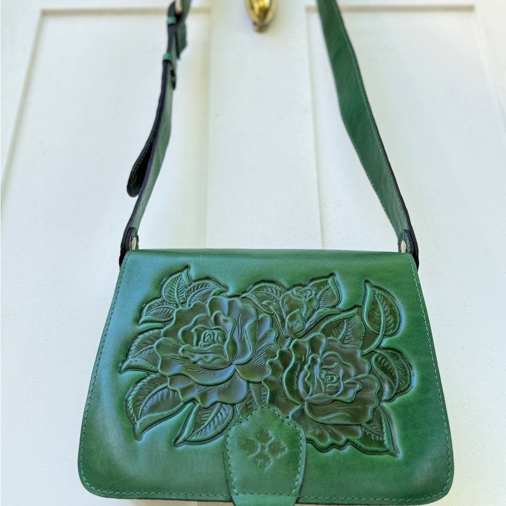 Patricia Nash Floral Embossed Green Crossbody Bag - Picture 2 of 7